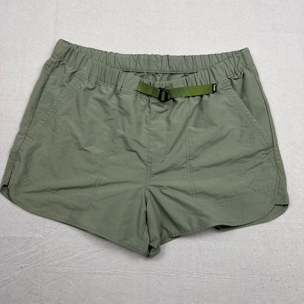 REI Co-op Trailmade Shorts Womens Large Green Ripstop Hiking Belted